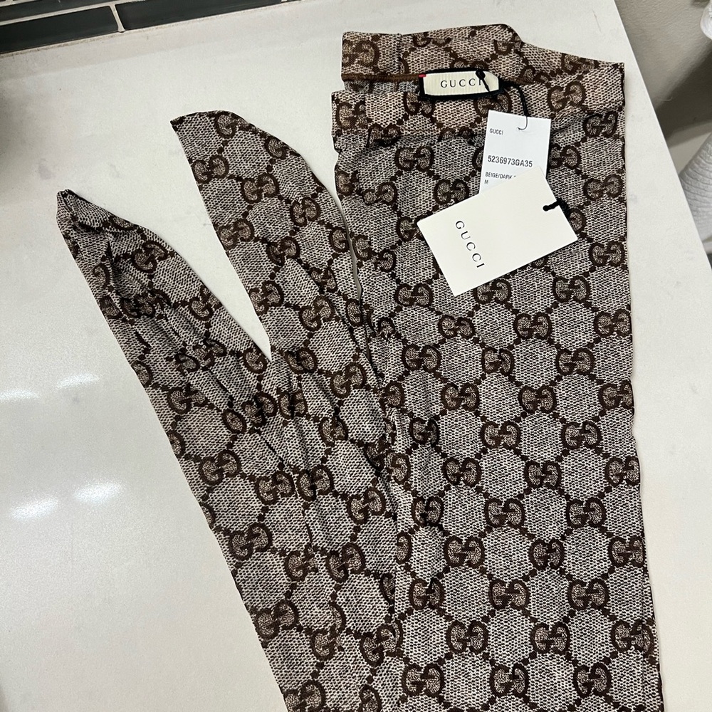 Gucci Brown Woman Monogram Tights - Picture 3 of 8